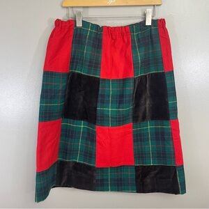 Vintage 70s Mr. Hank Patchwork Plaid Skirt Medium Cottage wool blend Hippie